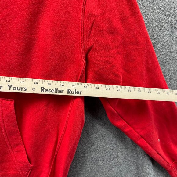 Nike Hoodie Men Medium Red Fleece Pullover Sweater Cotton Swoosh Kangaroo Pocket - Picture 6 of 10